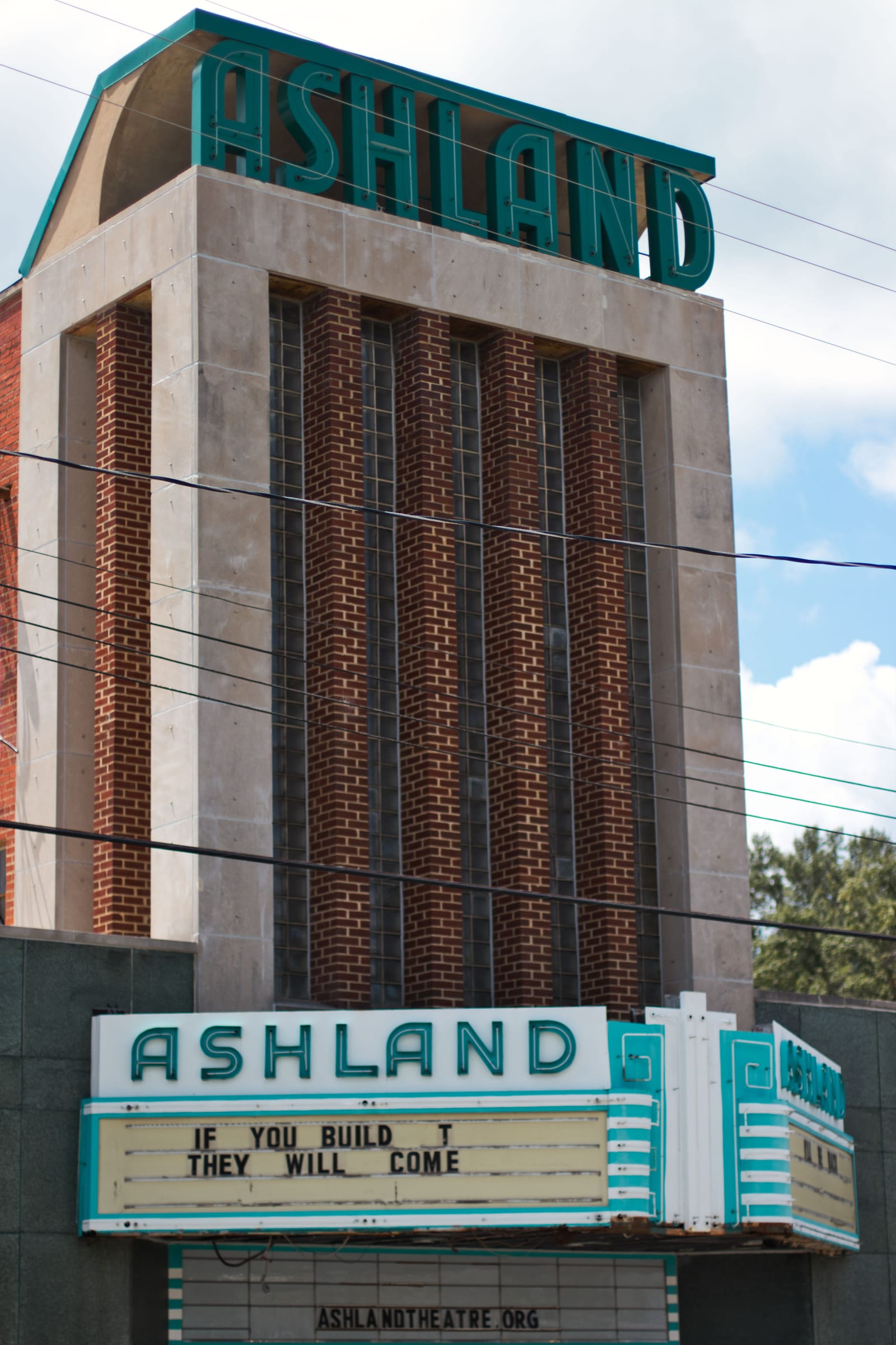Historic Ashland Theatre marquee in downtown Ashland VA